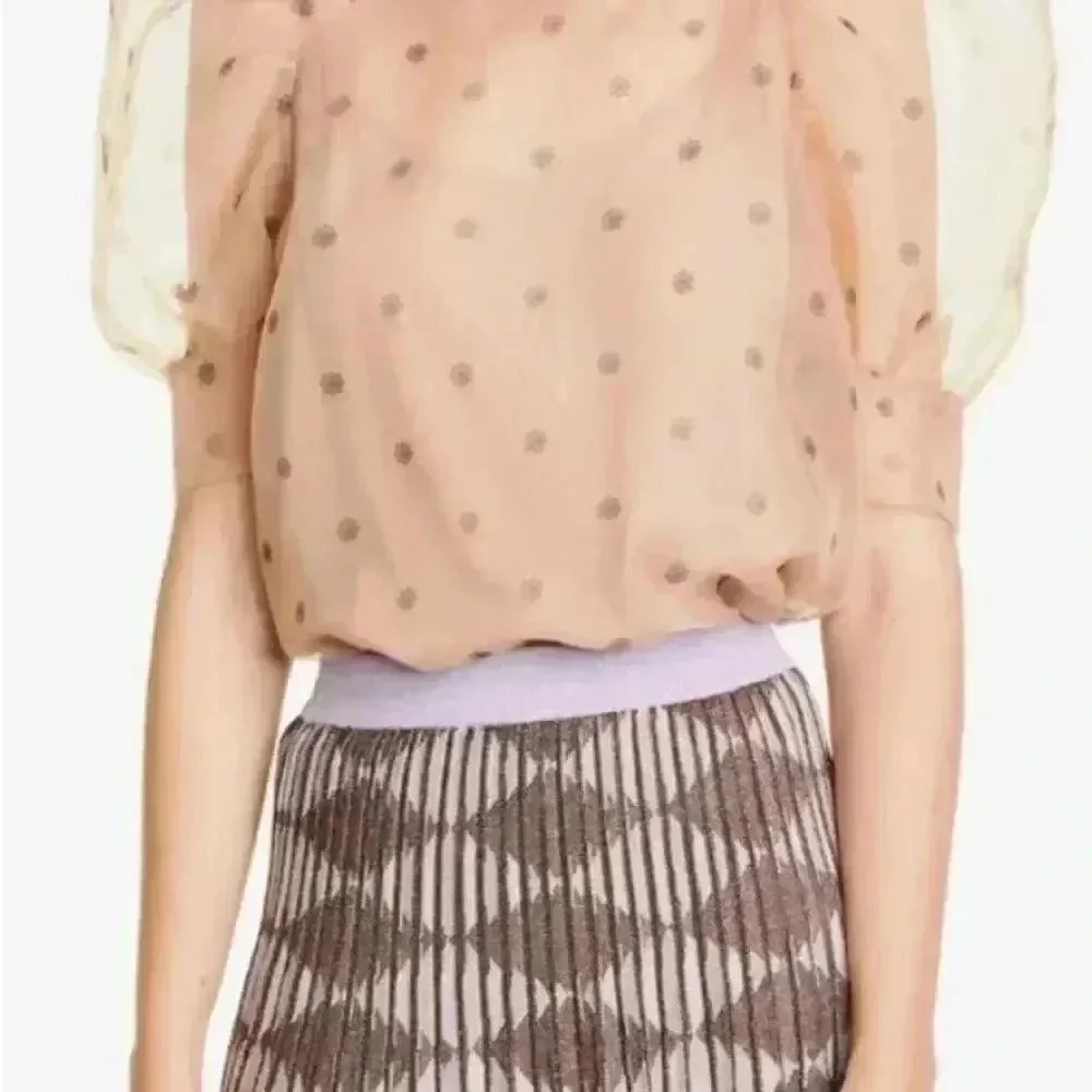 Madewell Baum Und Pferdgarten Maiko Puff-Sleeve Sheer Dot Blouse Small l US 6 - Picture 7 of 7